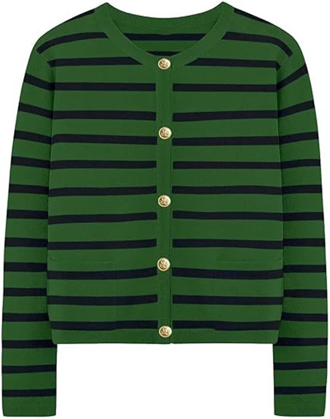 Women Striped Cardigan Sweaters Button Down Open Front Cropped Cardigan Knit Lady Jackets Coat 2024 Fall Outfits