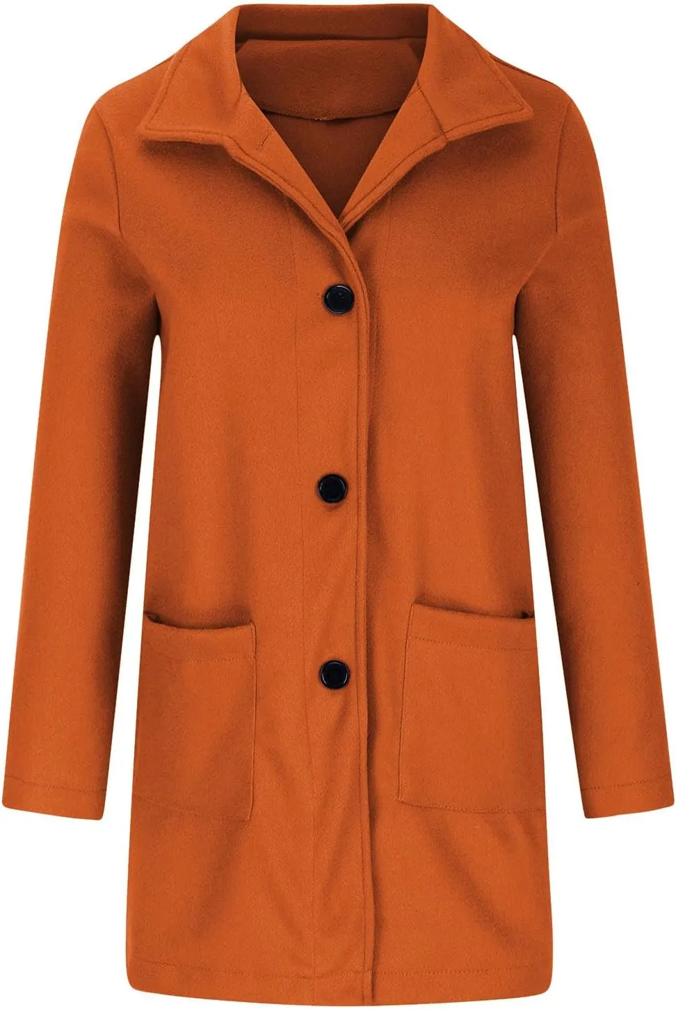 Women Trench Coat Casual Single Breasted Midi Peacoat Trench Coats Fall Winter Wool Coats with Pockets