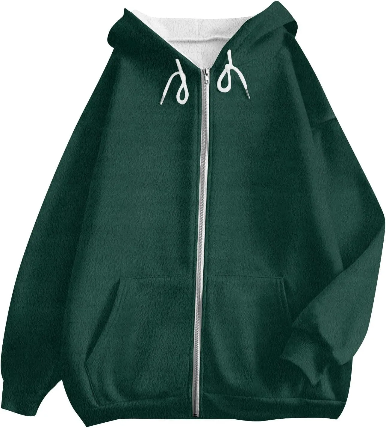 Women Winter Hoodies Zip Up Fleece Warm Sweatshirts Jacket Drawstring Long Sleeve Fleece Lined Hoodie Sweatshirt