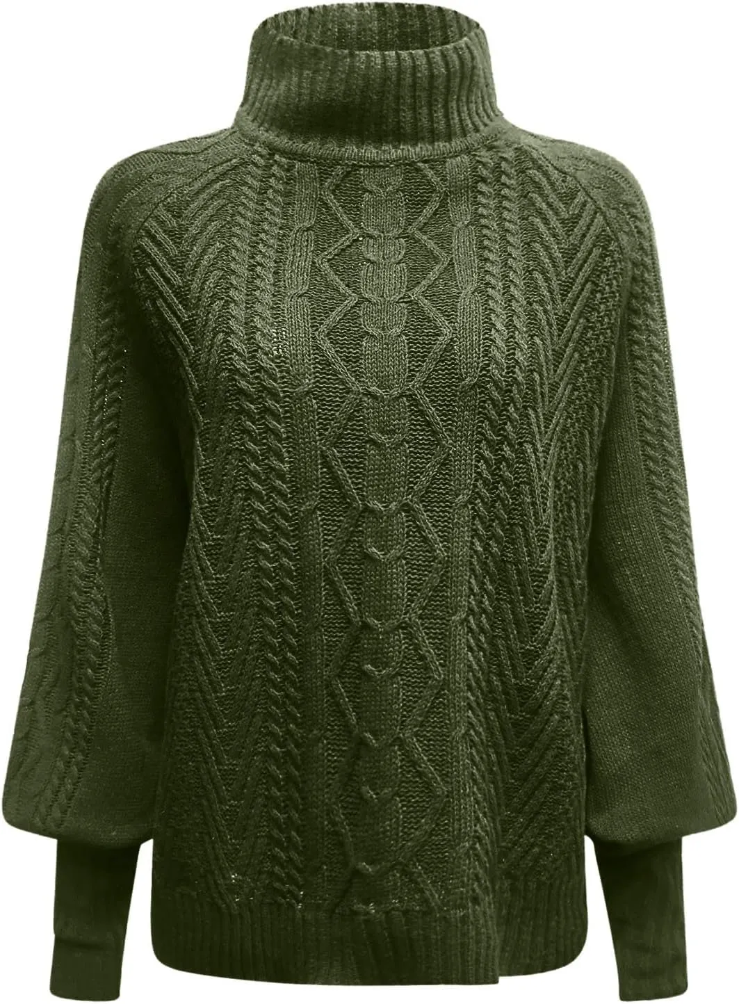 Women's 2024 Fall Long Sleeve Sweaters Cable Knitted Turtleneck Oversized Pullover Tops Fall Winter Comfort Sweaters