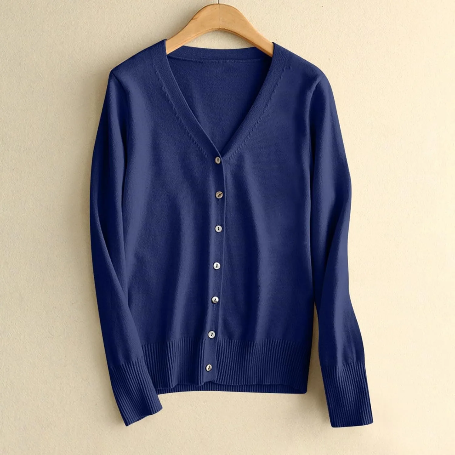 Womens Button Down Sweaters Lightweight Open Front Cardigan V Neck Long Sleeve Knitted Fall Tops Soft Outwear Sweater