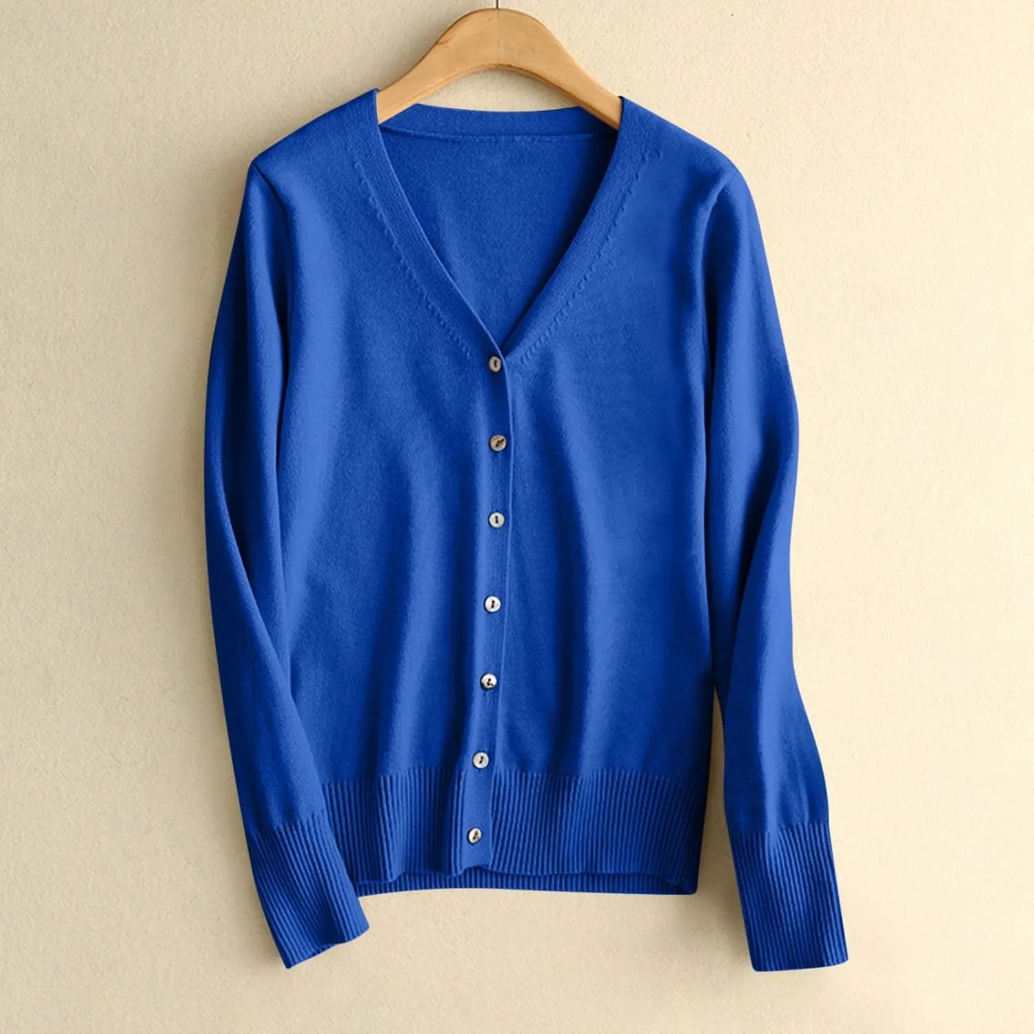 Womens Button Down Sweaters Lightweight Open Front Cardigan V Neck Long Sleeve Knitted Fall Tops Soft Outwear Sweater