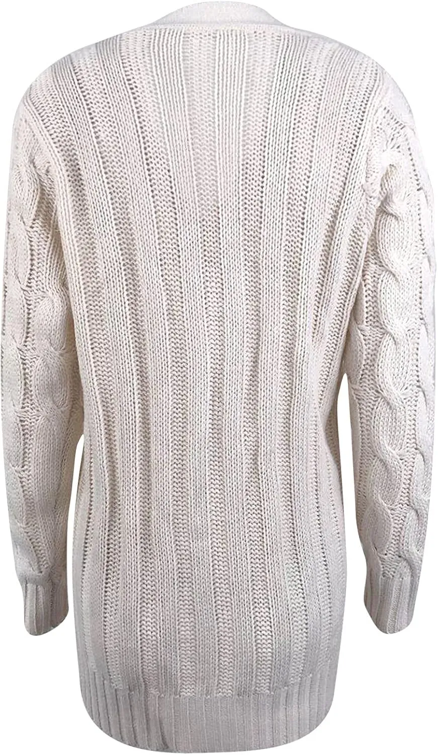 Womens Cable Knit Cardigans 2023 Long Sleeve Solid Color Open Front Button Down Sweaters Lightweight Casual Outerwear Coats