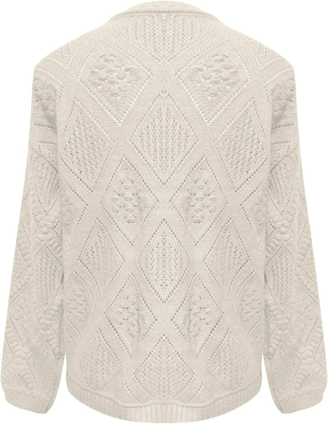 Women's Cable Knit Long Sleeve V Neck Turtleneck Sweaters Vintage Chunky Argyle Sweater Pullover Top for Fall Winter