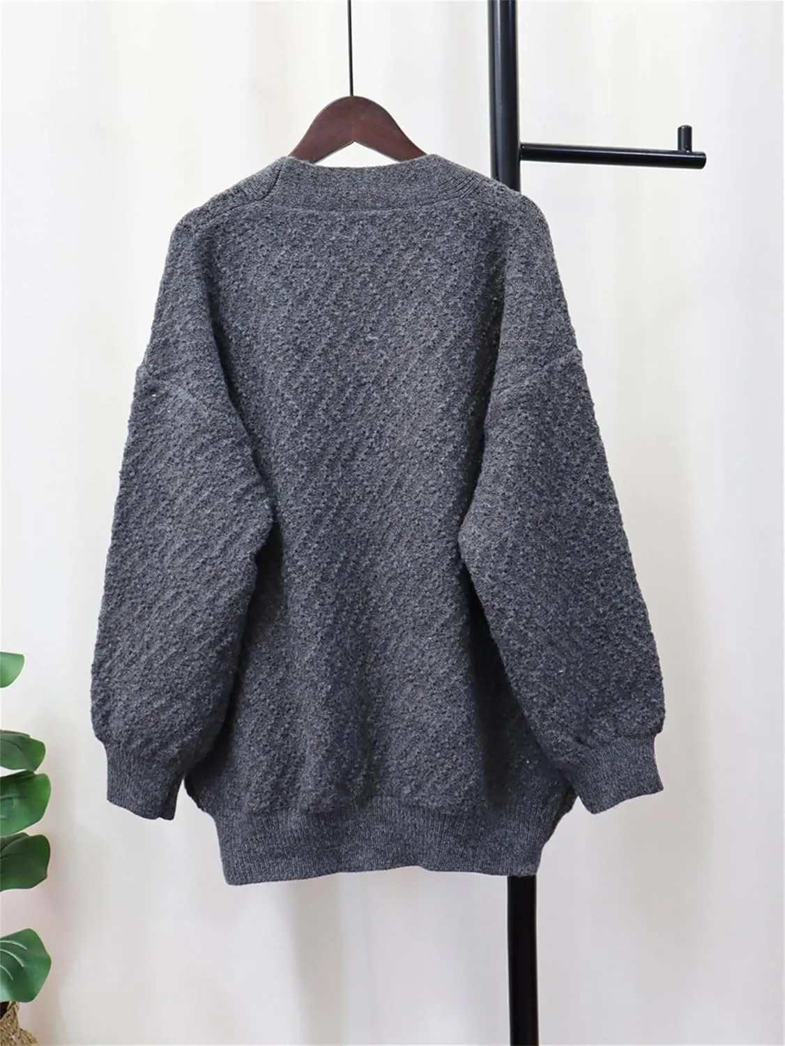 Women's Cable Knit Open Front Cardigans Trendy Cardigan Sweaters with Denim Pockets