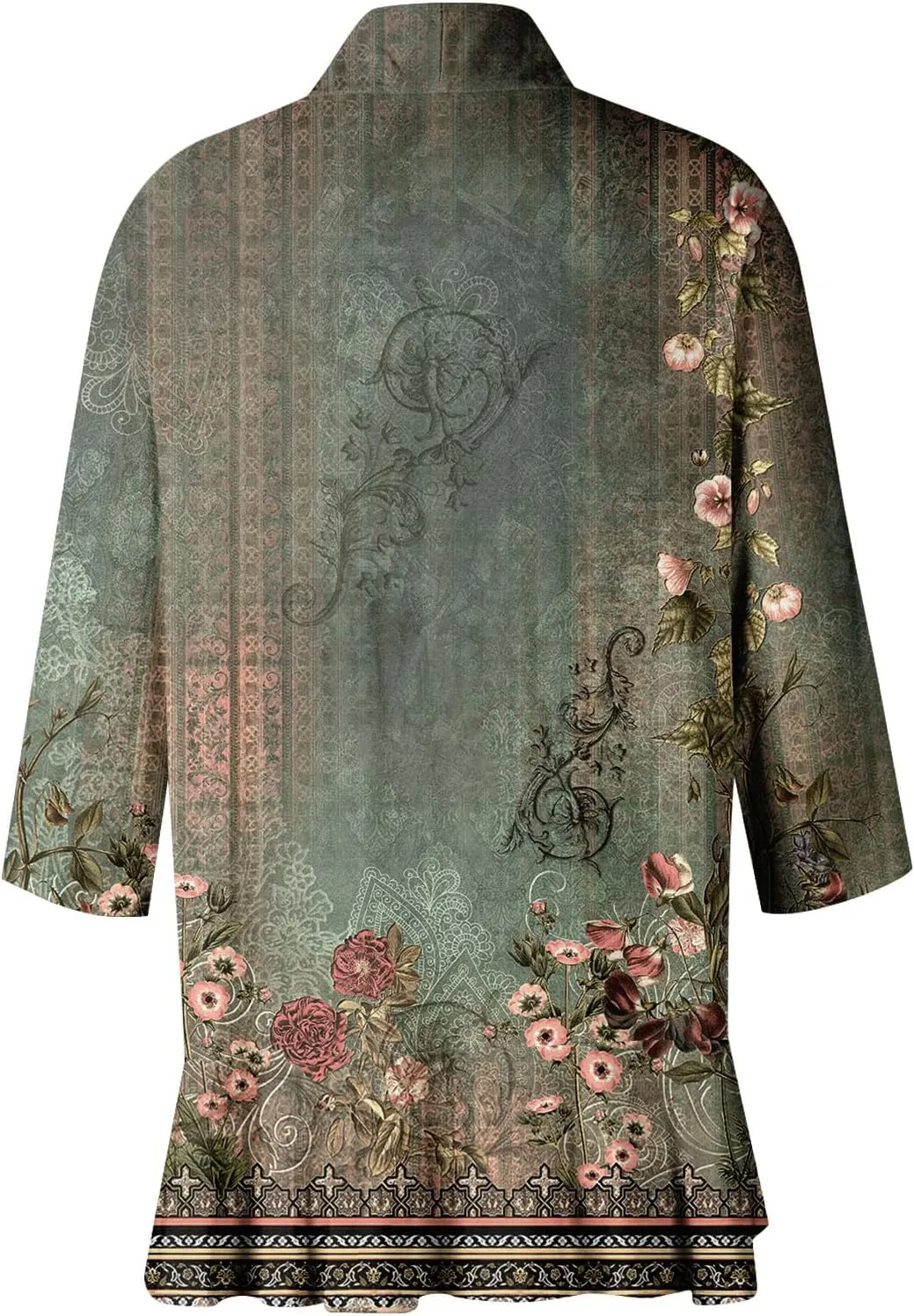 Womens Cardigan 2024 Lightweight Fall T Shirts Loose Fit Shawl Collar Blouse Coat 3/4 Sleeve Tie Dye Funny Tops