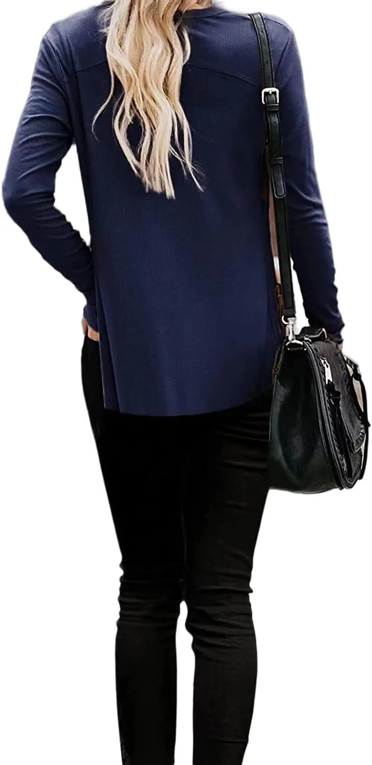Womens Cardigan Sweaters Lightweight Open Front Button Long Sleeve Cardigan Casual Cable Knit Winter Outerwear Coats