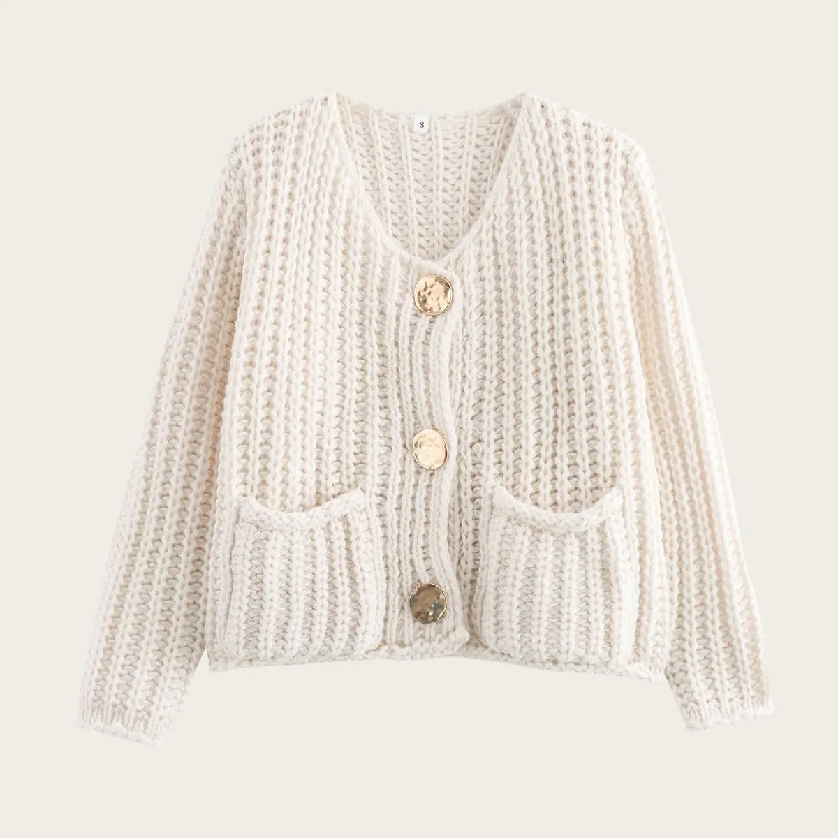 Womens Cardigan Sweaters Long Sleeve Button Down Cropped Jacket Open Front Knit Sweater Outwear