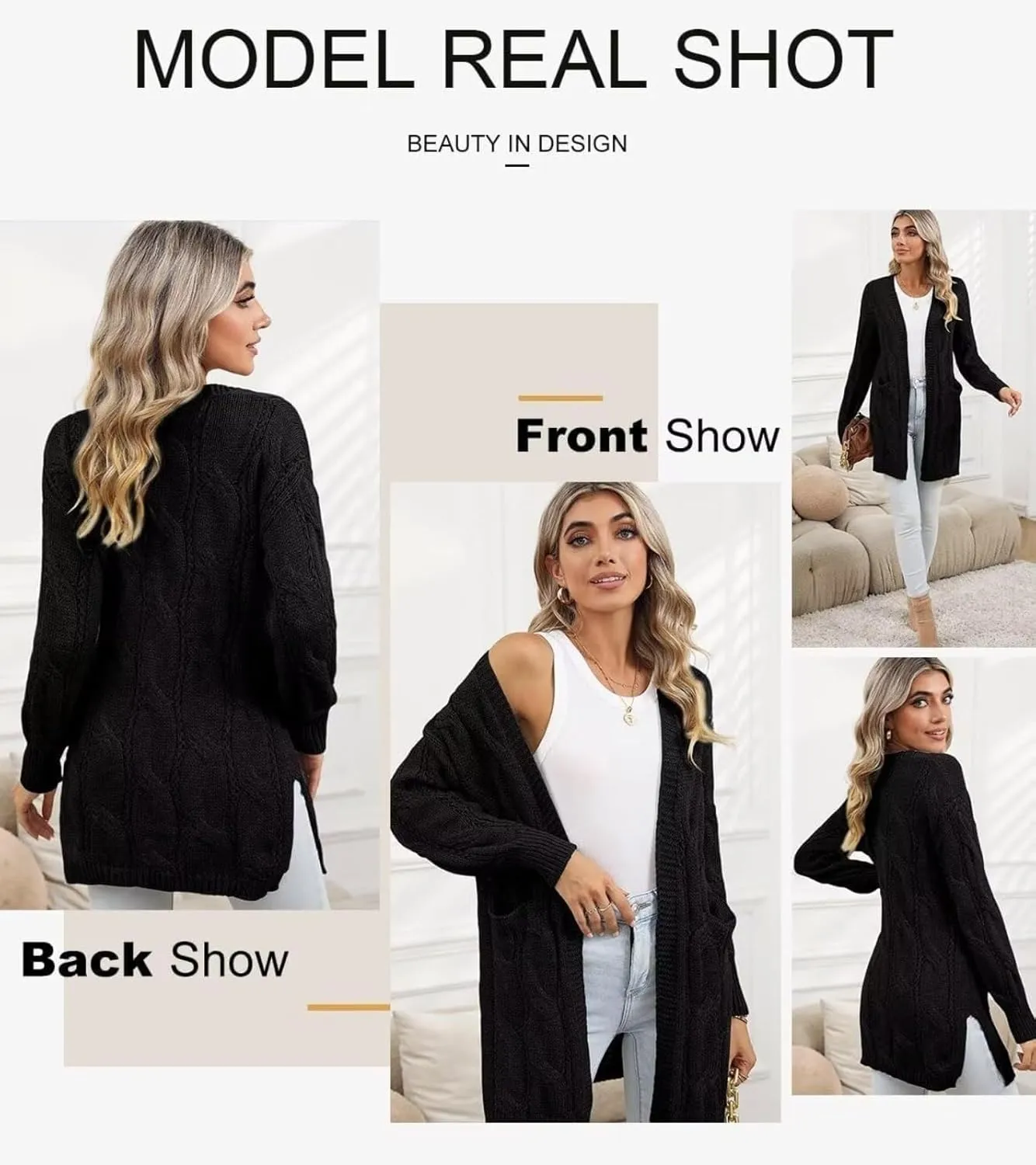 Women's Cardigan Sweaters Open Front Knitted Long Cardigans 2024 Fall Fashion Oversized Casual Sweater with Pockets
