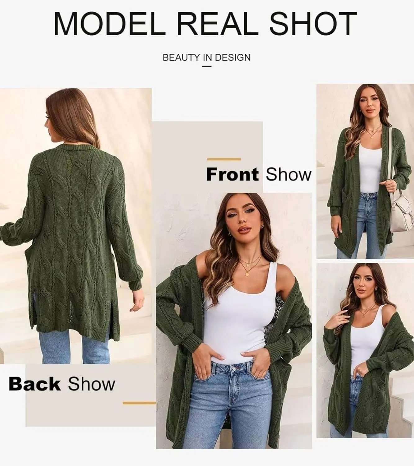 Women's Cardigan Sweaters Open Front Knitted Long Cardigans 2024 Fall Fashion Oversized Casual Sweater with Pockets