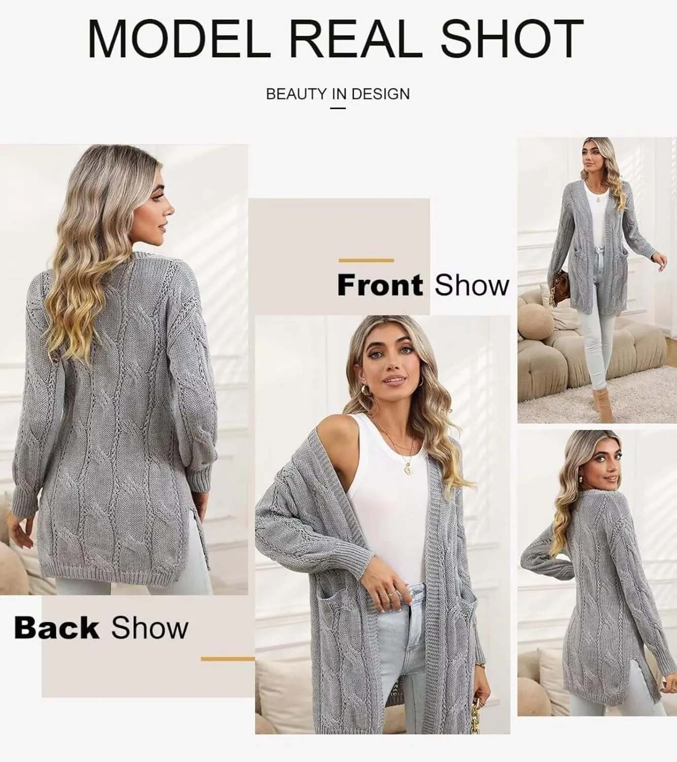 Women's Cardigan Sweaters Open Front Knitted Long Cardigans 2024 Fall Fashion Oversized Casual Sweater with Pockets