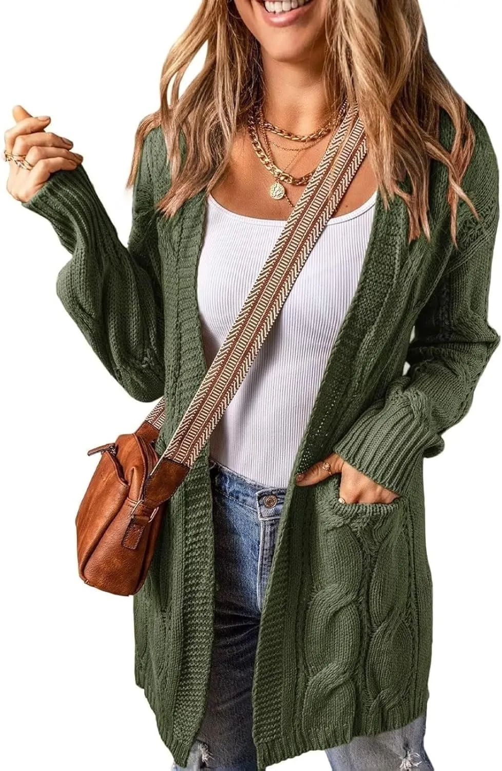 Women's Cardigan Sweaters Open Front Knitted Long Cardigans 2024 Fall Fashion Oversized Casual Sweater with Pockets