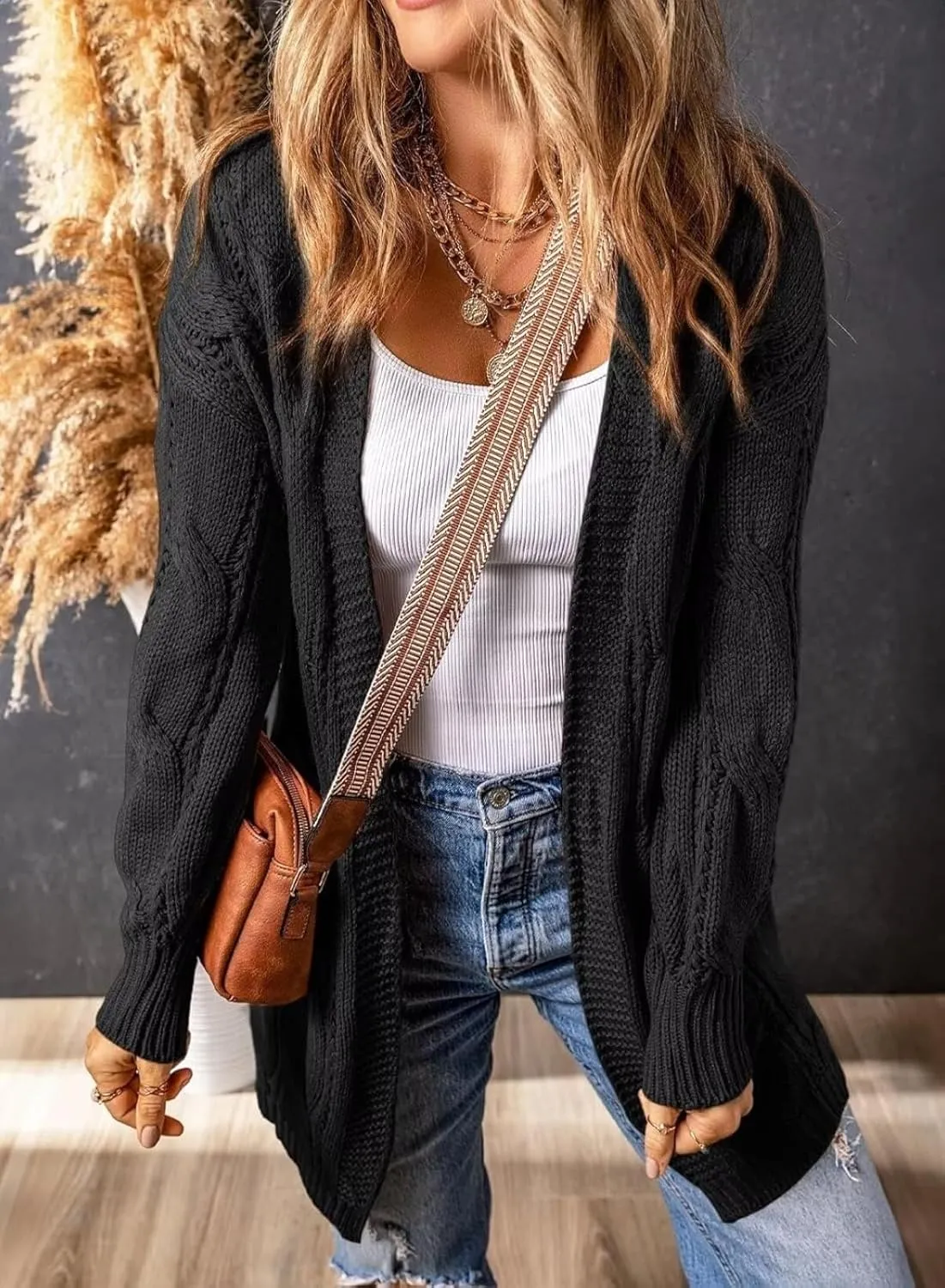 Women's Cardigan Sweaters Open Front Knitted Long Cardigans 2024 Fall Fashion Oversized Casual Sweater with Pockets