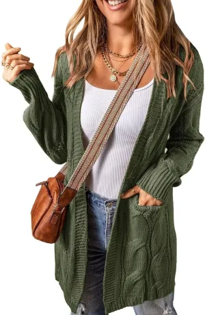 Women's Cardigan Sweaters Open Front Knitted Long Cardigans 2024 Fall Fashion Oversized Casual Sweater with Pockets