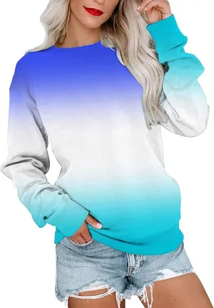 Womens Casual Crewneck Sweatshirt Long Sleeve Solid Color Shirt Soft Lightweight Loose Top Fall Clothes
