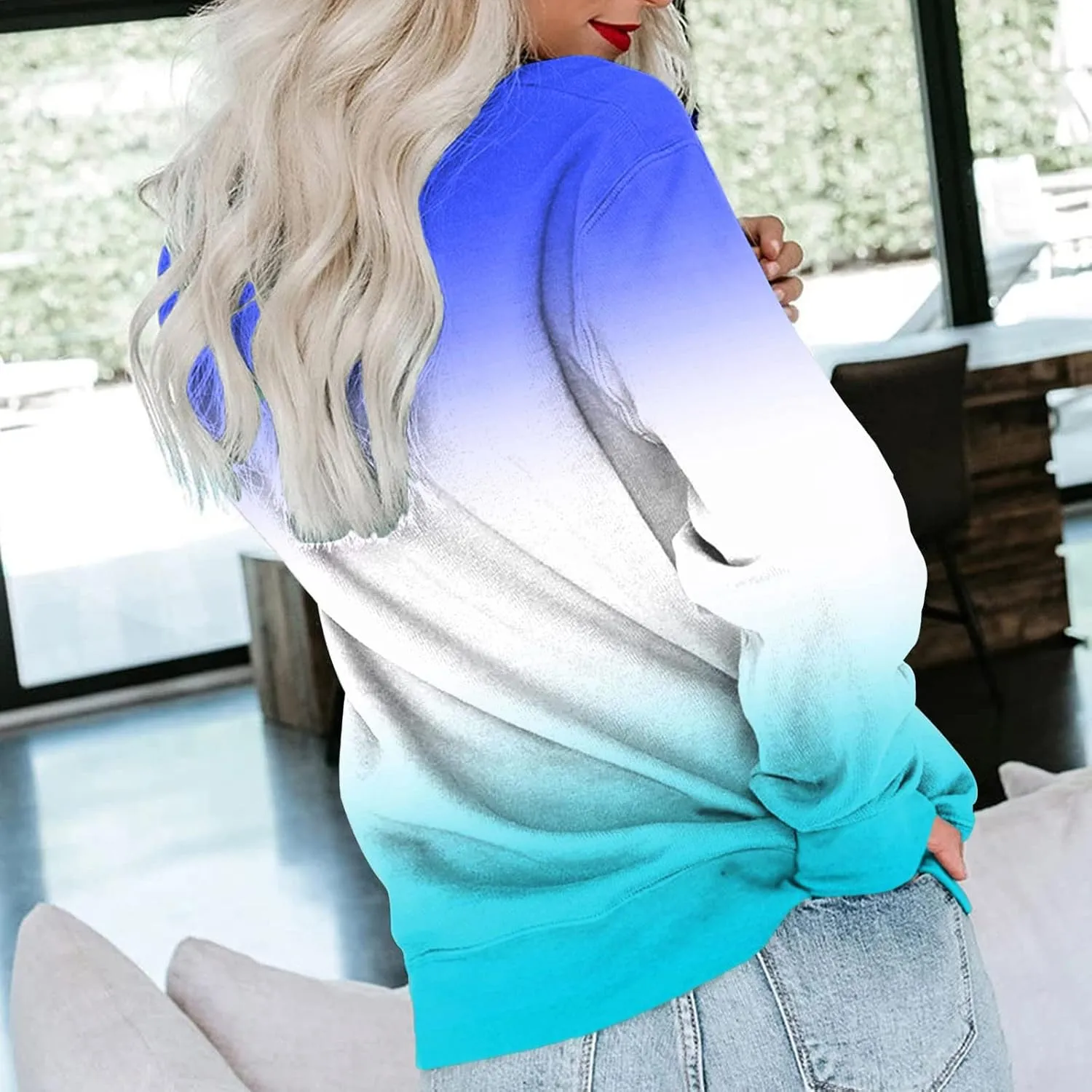 Womens Casual Crewneck Sweatshirt Long Sleeve Solid Color Shirt Soft Lightweight Loose Top Fall Clothes