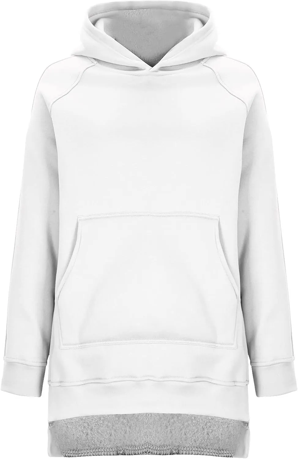 Women's Casual Long Hoodies Oversized Thick Fleece Solid Color Hooded Sweatshirt Pullover Side Split High Low Hem Tops