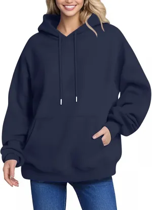 Women's Casual Oversized Hoodie Soft Fleece Pullover With Kangaroo Pocket, Perfect For Everyday