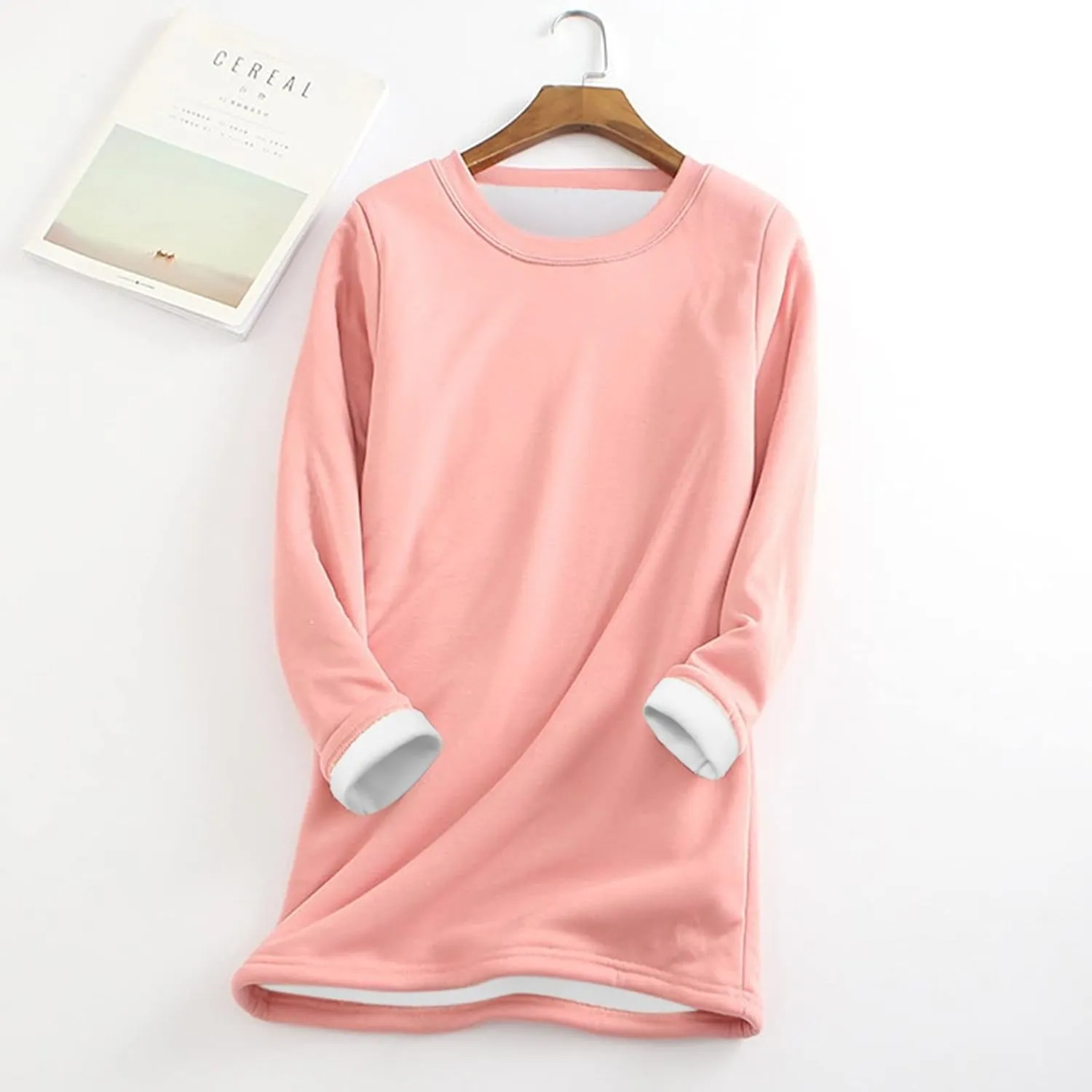 Womens Casual Sherpa Fleece Lined Sweatshirt Trendy Thick Warm Velvet Blouses Soft Baggy Long Sleeve Lounge Pullovers