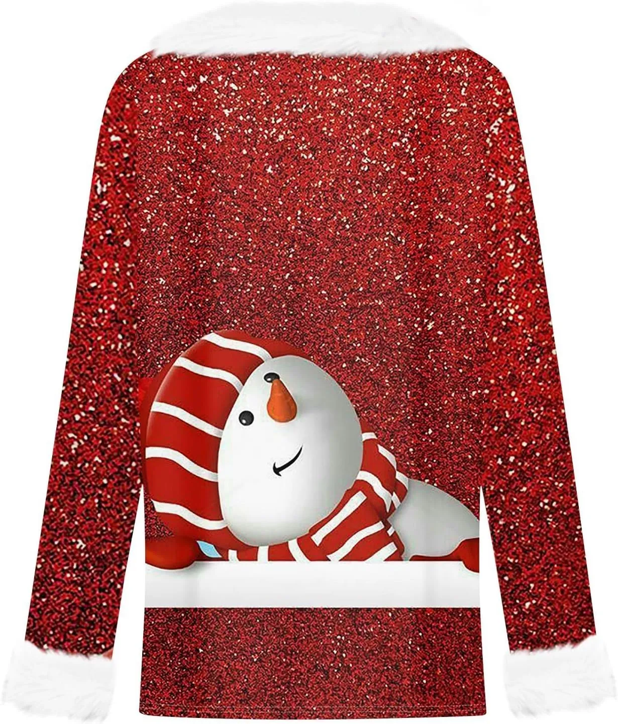 Womens Christmas Shirt Fashion Slim Fit Fluffy Furry V Neck Xmas Sweatshirt Loose Cute Snow Print Fall Winter Clothes