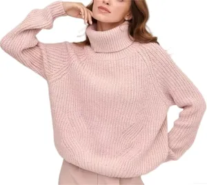 Womens Chunky Turtleneck Sweaters, Turtleneck Long Sleeve Cable Knit Sweaters, Oversized Loose Pullover Outerwear