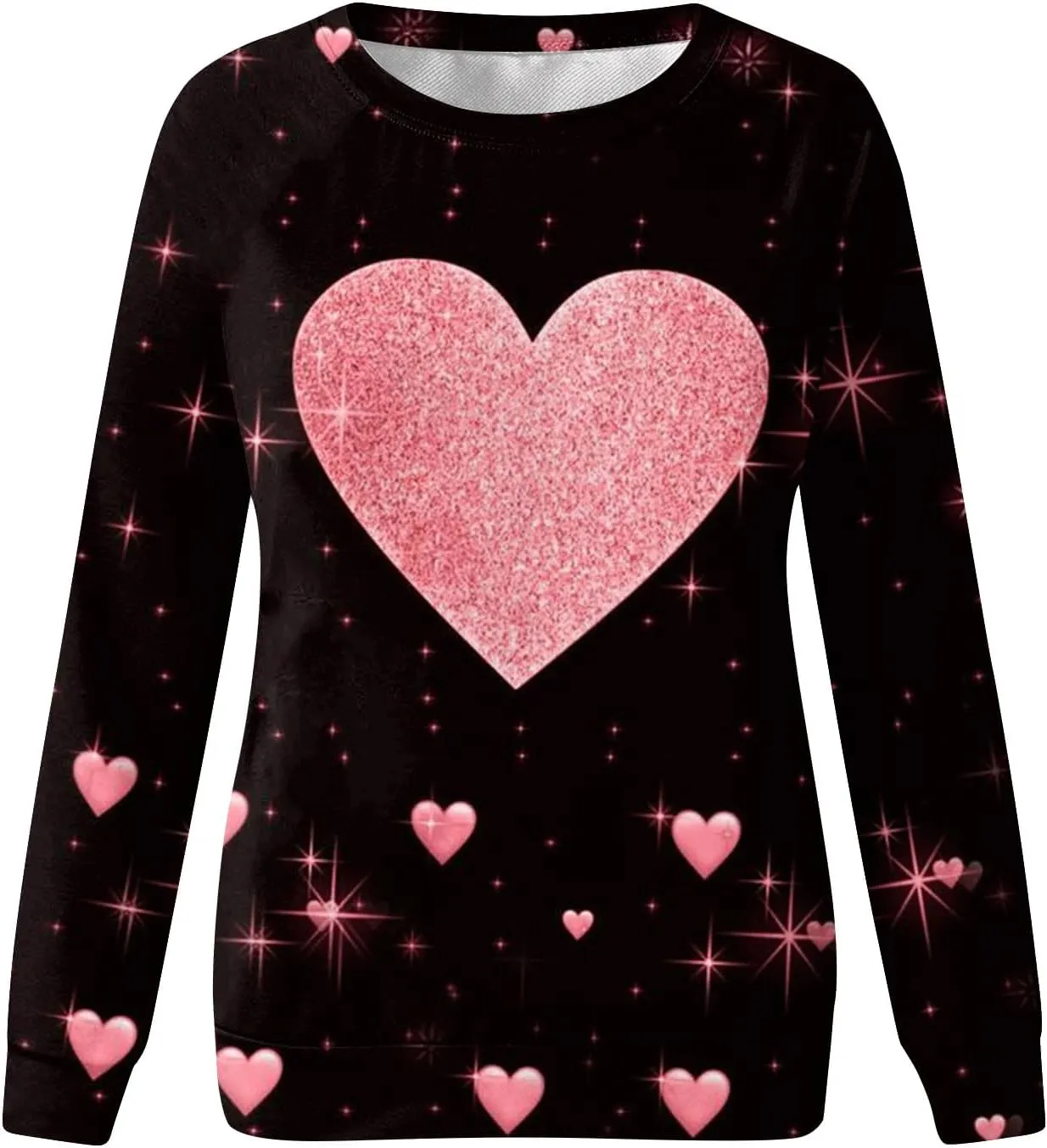 Women's Crewneck Sweatshirt Long Sleeve Casual Loose Trendy Vintage Cute Flower Heart Graphic Pullover Tops
