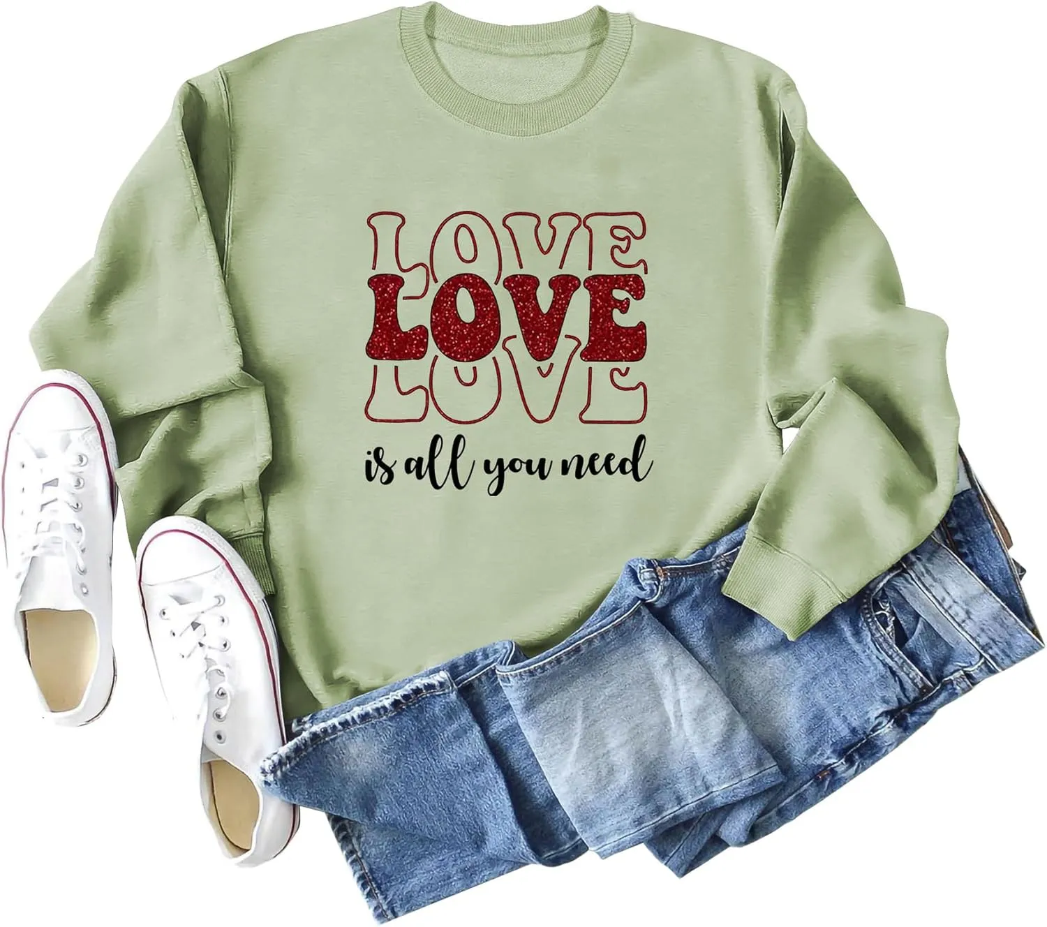 Womens Crewneck Sweatshirts Long Sleeve Crew Neck Pullover Sweatshirt Casual Outfits 2023 Fall Clothes Trendy