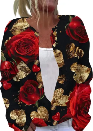 Womens Cute Heart Cardigan Sweaters Graphic Oversized Valentines Day Chunky Knit Button Down Long Sleeve Sweaters 2025