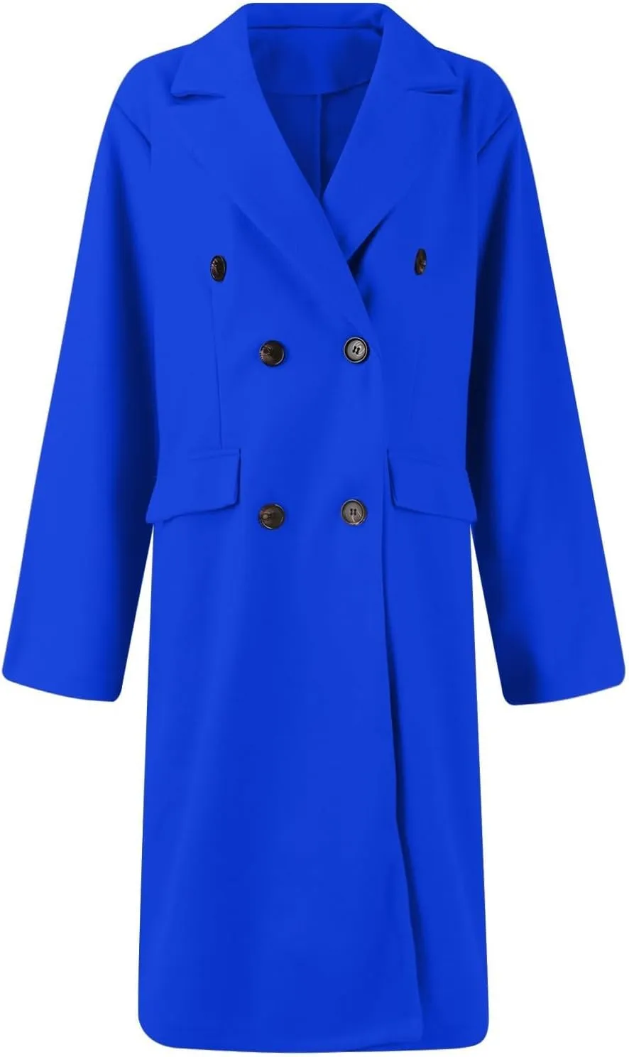 Womens Double Breasted Long Wool Coats Casual Notch Lapel Pea Coat Winter Wool Blend Peacoat Blazer Jackets Outwear