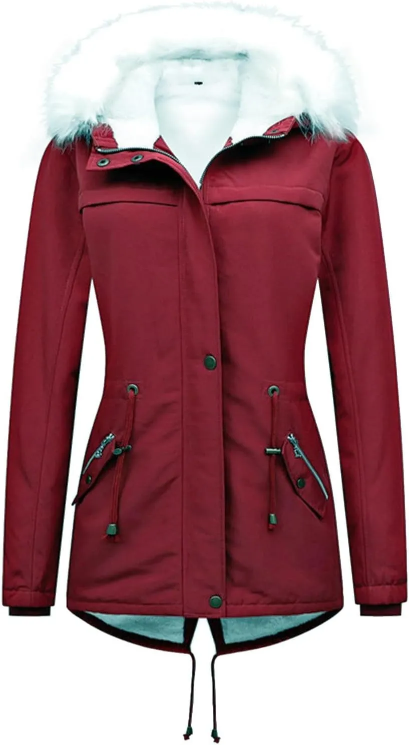 Womens Double Breasted Trench Coats 2024 Mid-Length Belted Overcoat Long Dress Jacket Hood Plus Size Woolen Windbreaker