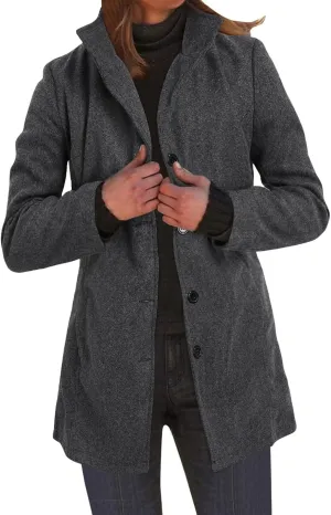 Women's Elegant Blazers Single Breasted Coat 2024 Winter Mid Woolen Overcoat Work Office Pea Jackets Overcoats