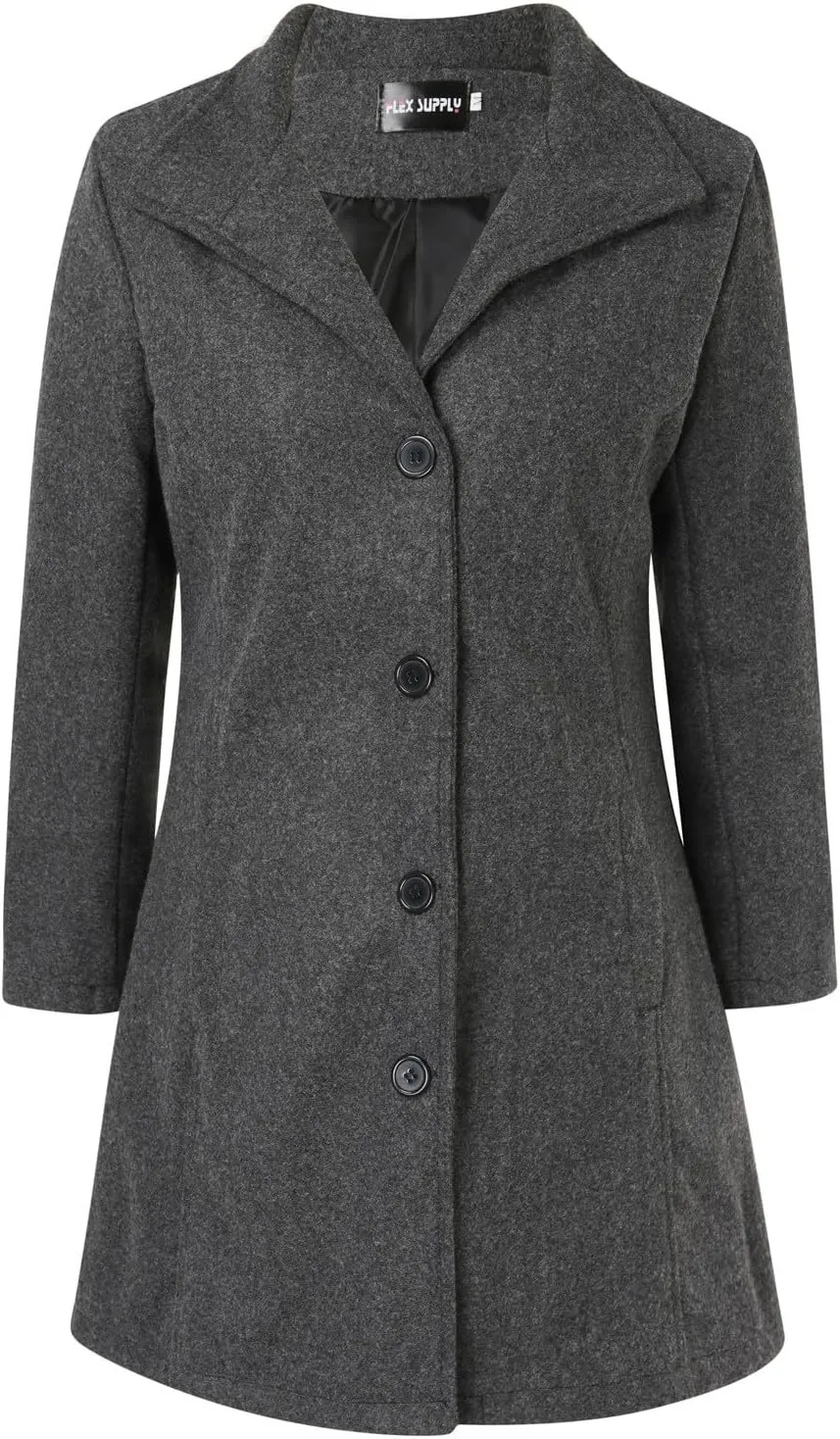 Women's Elegant Blazers Single Breasted Coat 2024 Winter Mid Woolen Overcoat Work Office Pea Jackets Overcoats