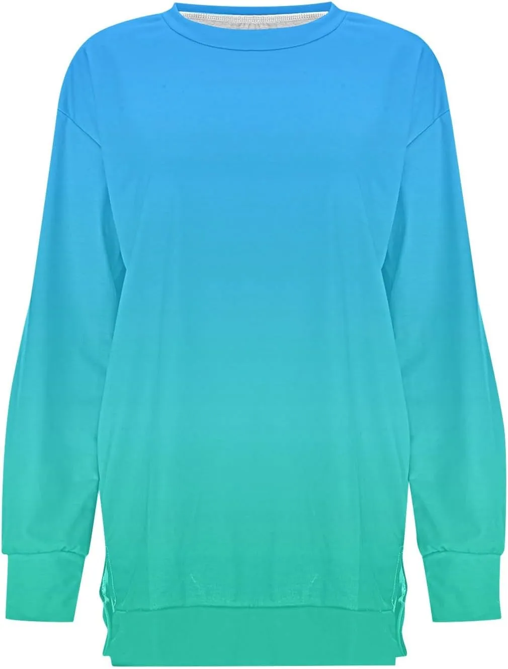 Womens Fall Fashion Sweatshirt Long Sleeve Crewneck Graphic Pullover Trendy Gradient Color Tops Comfort Winter Clothes