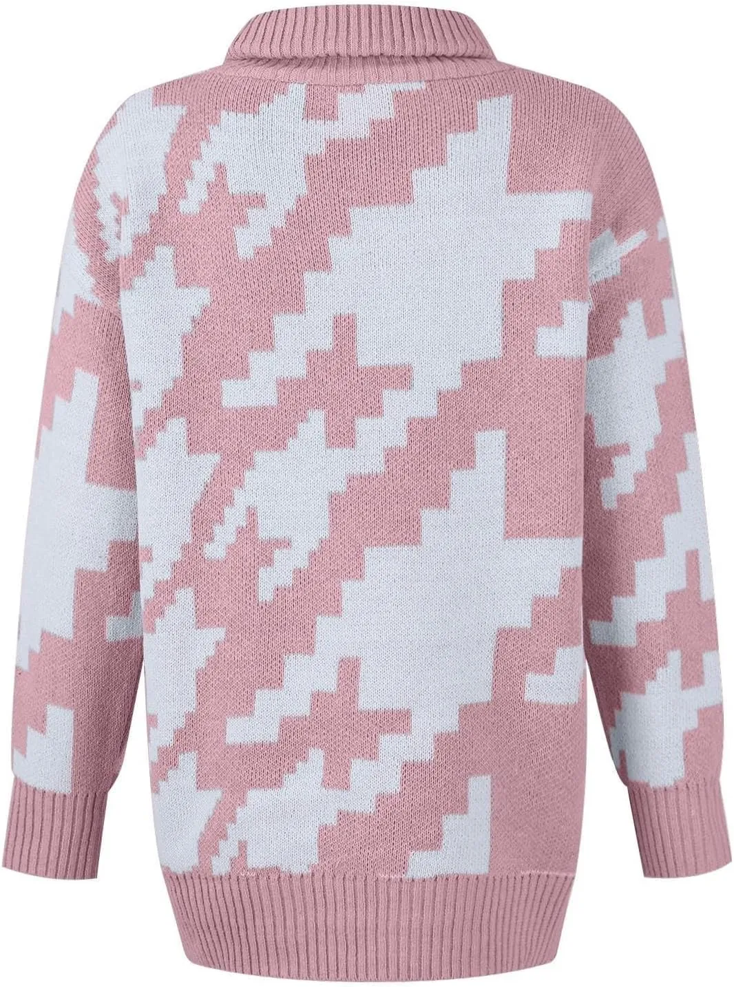 Women's Fall Sweaters Oversized Turtleneck Long Sleeve Tops Fashion Color Block Pullover Shirts Winter Knit Tops