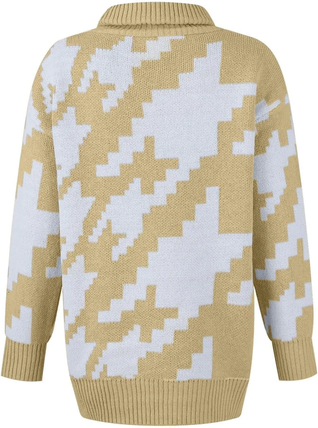 Women's Fall Sweaters Oversized Turtleneck Long Sleeve Tops Fashion Color Block Pullover Shirts Winter Knit Tops