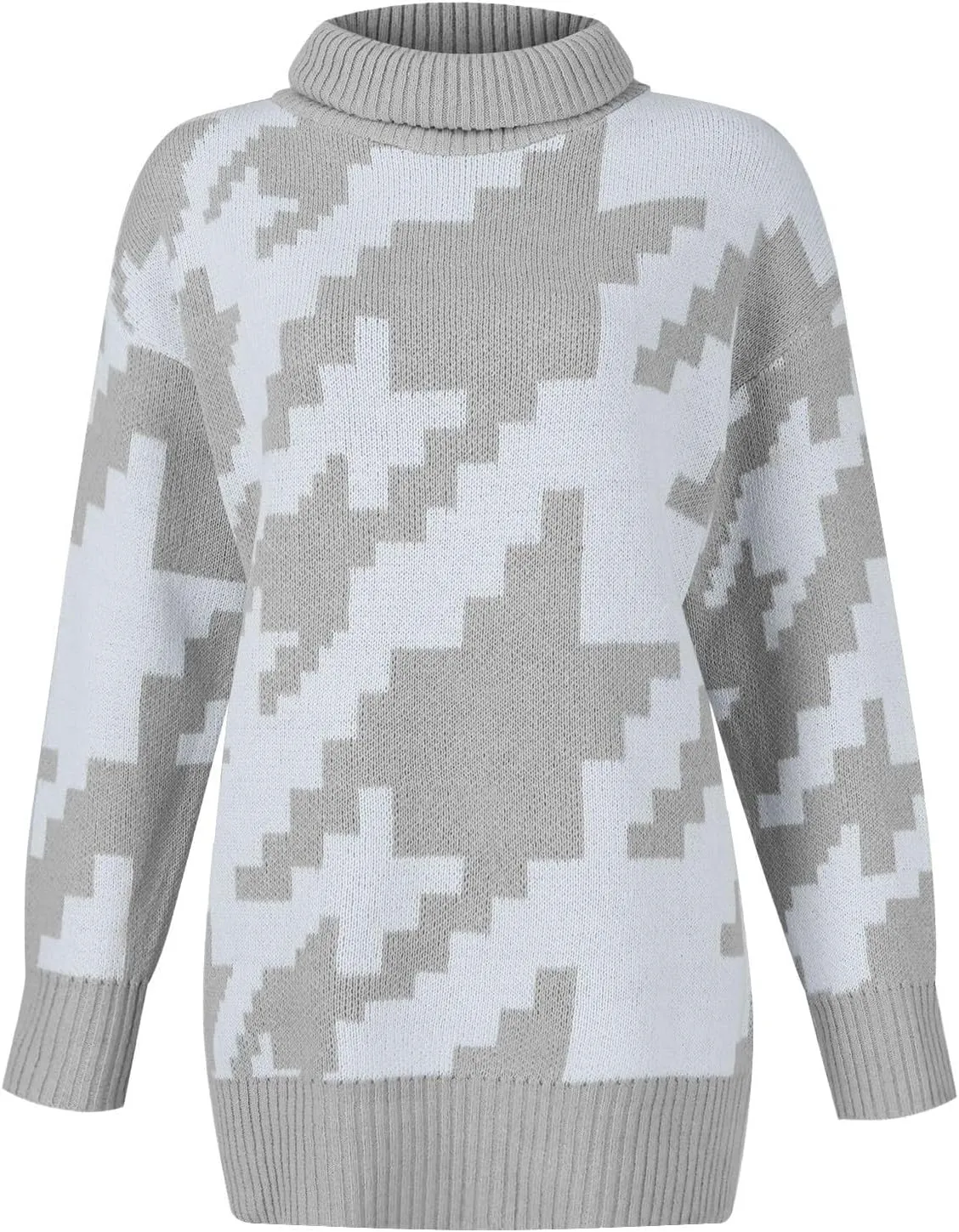 Women's Fall Sweaters Oversized Turtleneck Long Sleeve Tops Fashion Color Block Pullover Shirts Winter Knit Tops