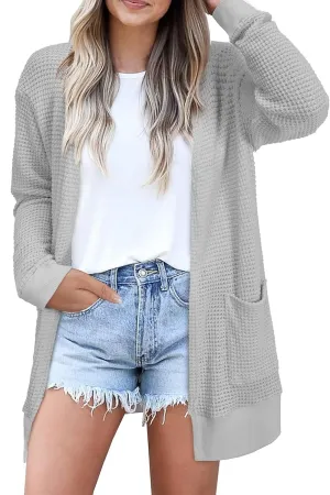 Womens Fashion Cardigan Sweater Lightweight Long Sleeve Cardigans Trendy Cable Knit Open Front Coat Outwear