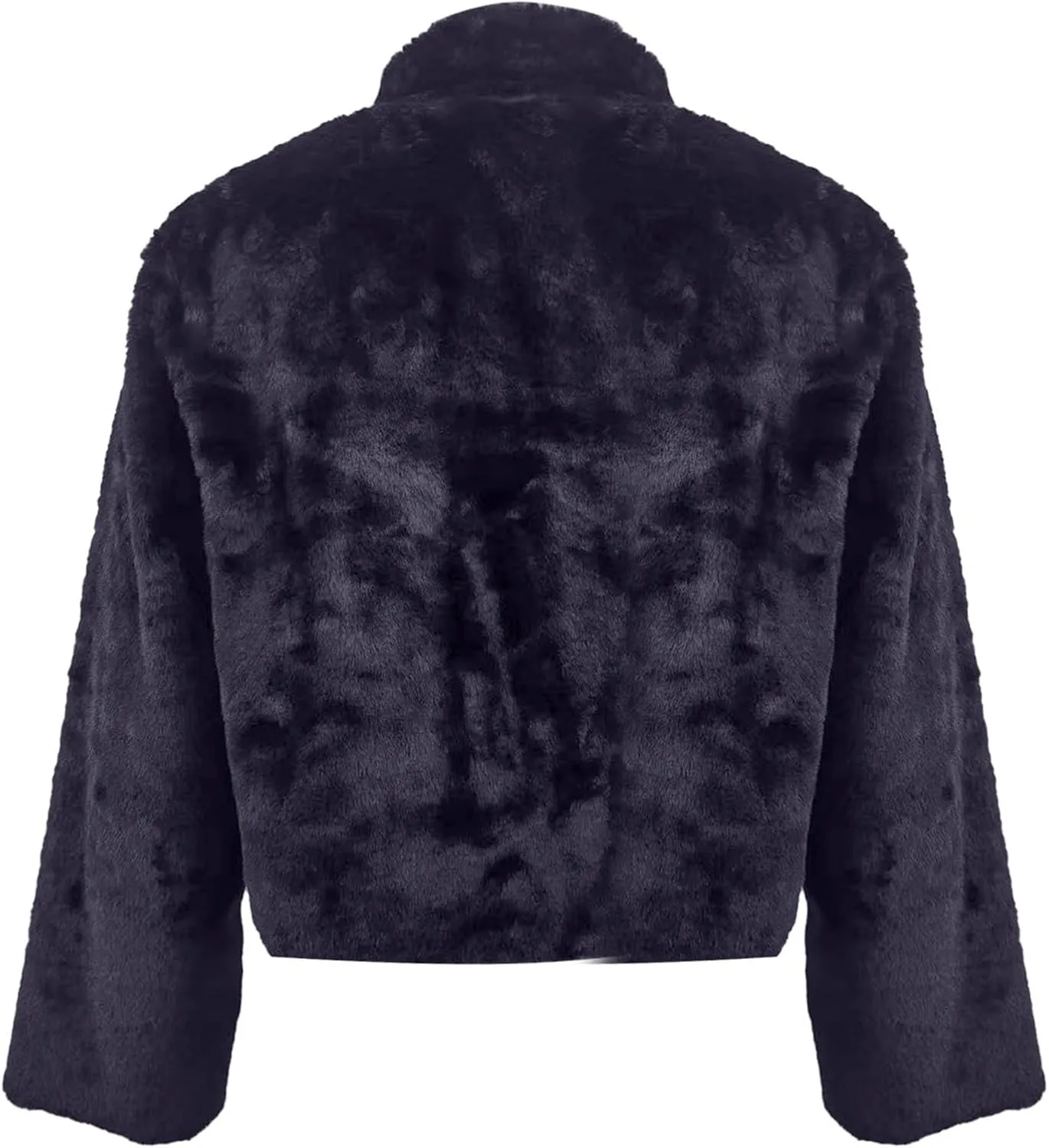 Women's Fashion Cropped Faux Fur Jacket Shaggy Warm Open Front Cardigan Coat Casual Long Sleeve Fluffy Outerwear