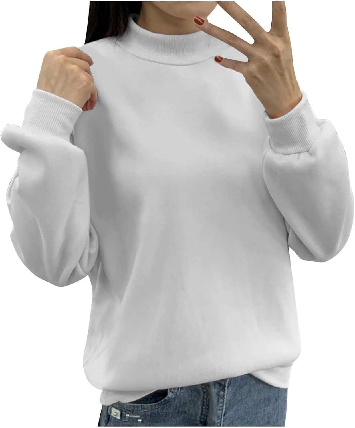 Womens Fleece Sweatshirts Long Sleeve Casual Pullover Tops Comfortable Loose 2024 Fall FashionSweatshirt