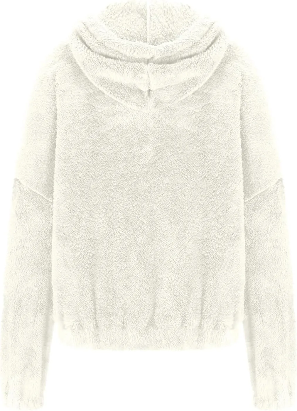 Womens Fuzzy Fleece Open Front Hooded Cardigan Jackets Sherpa Drawstring Solid Hoodie Outerwear Coats with Pockets