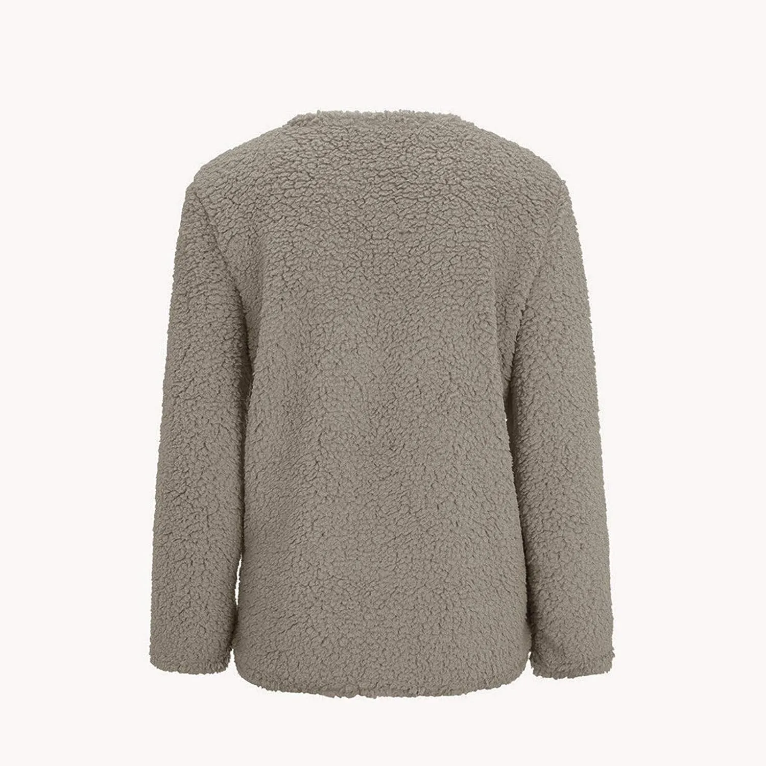 Women's Fuzzy Popcorn Button Down Long Sleeve Cardigan Knit Oversized Sherpa Sweater Cozy Plus Size Coat with Pockets