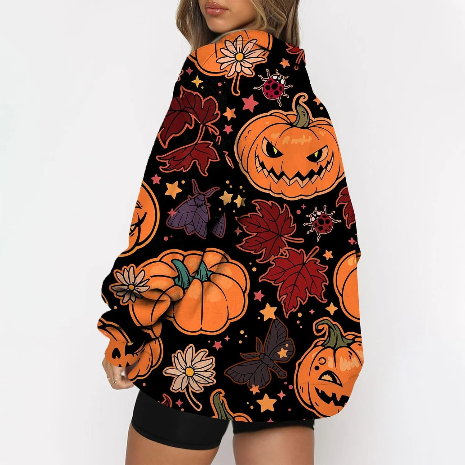 Womens Halloween Sweatshirt Fashion Half Zip I See Ghosts Pullover Casual Autumn Loose Plus Size Sweatshirt