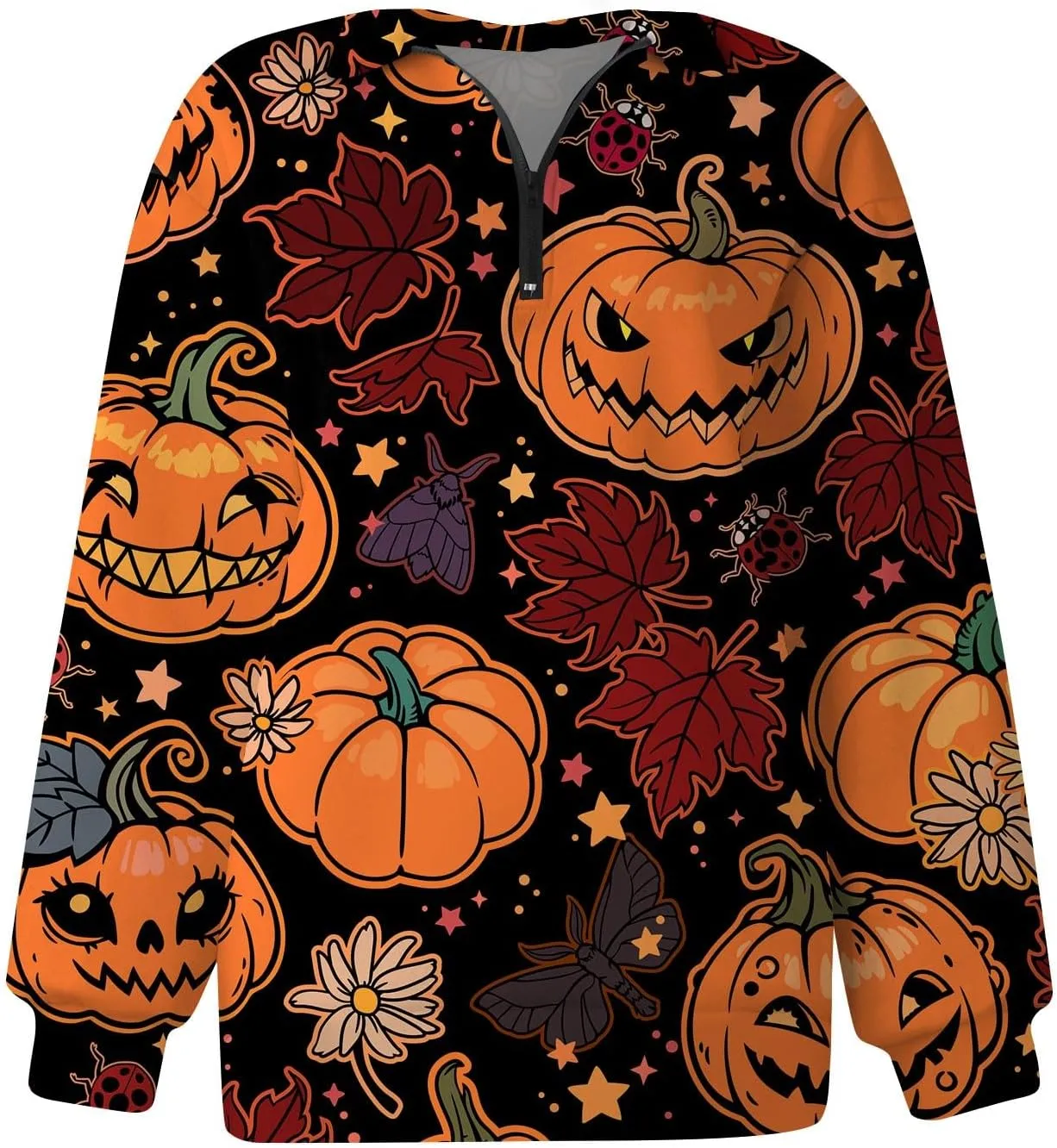 Womens Halloween Sweatshirt Fashion Half Zip I See Ghosts Pullover Casual Autumn Loose Plus Size Sweatshirt