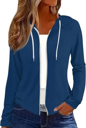 Womens Hoodie Fashion Print Zip up Jackets for Women Casual Long Sleeve Loose Sweatshirts Coat