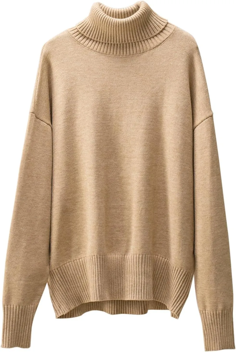 Women's Knitted Sweater 2024 Casual Long Sleeve Turtleneck Top Oversized Winter Outfits Fashion Solid Color Pullovers