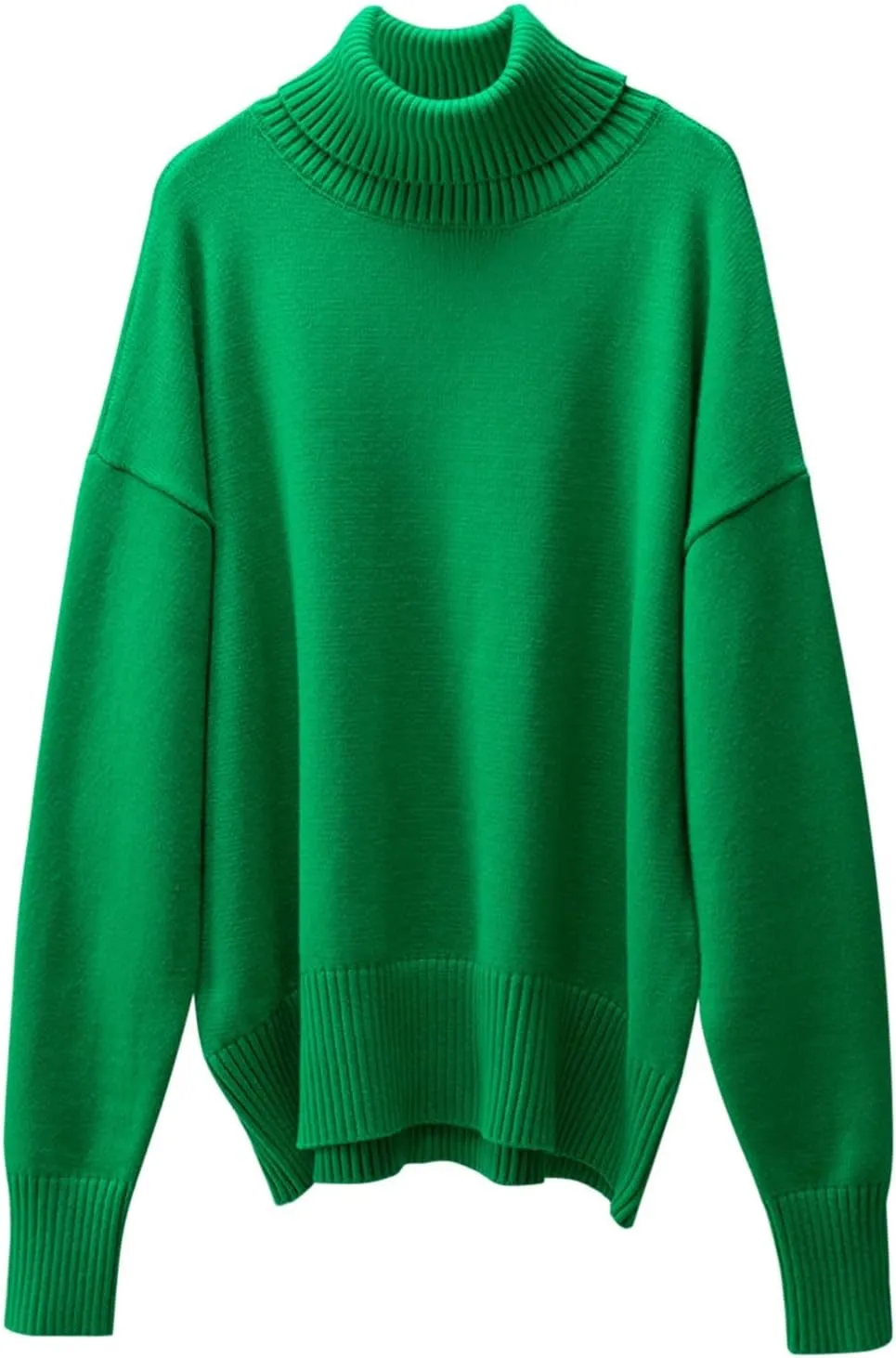 Womens Knitted Sweater 2024 Casual Long Sleeve Turtleneck Tops Oversized Winter Outfits Fashion Solid Color Pullovers