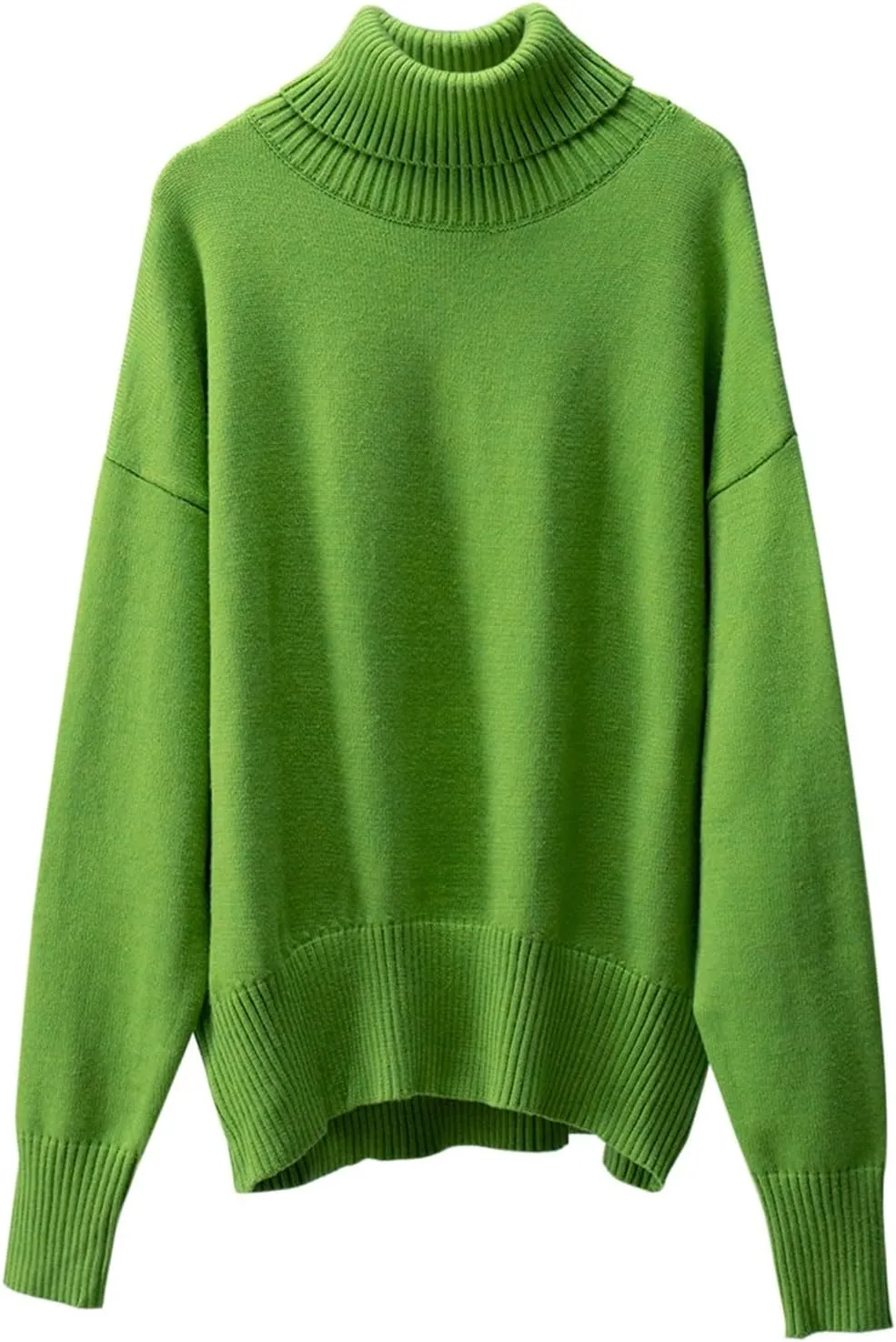 Womens Knitted Sweater 2024 Casual Long Sleeve Turtleneck Tops Oversized Winter Outfits Fashion Solid Color Pullovers