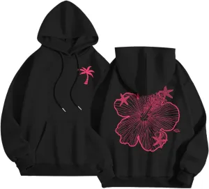 Womens Letter Print Hoodies Sweatshirt Graphic Casual Long Sleeve Drawstring Hooded Pullover Tops With Pocket 2025