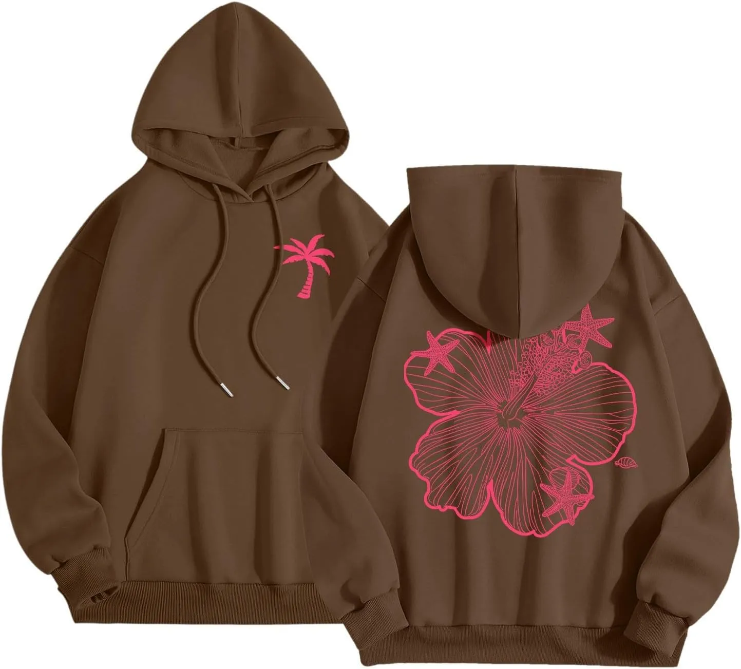 Womens Letter Print Hoodies Sweatshirt Graphic Casual Long Sleeve Drawstring Hooded Pullover Tops With Pocket 2025