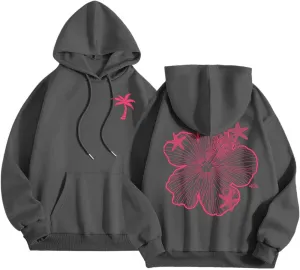 Womens Letter Print Hoodies Sweatshirt Graphic Casual Long Sleeve Drawstring Hooded Pullover Tops With Pocket 2025
